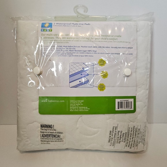 Babies‎ R Us 2 Waterproof Multi-Use Pads Changing Bassinet Cradle New - Picture 4 of 7